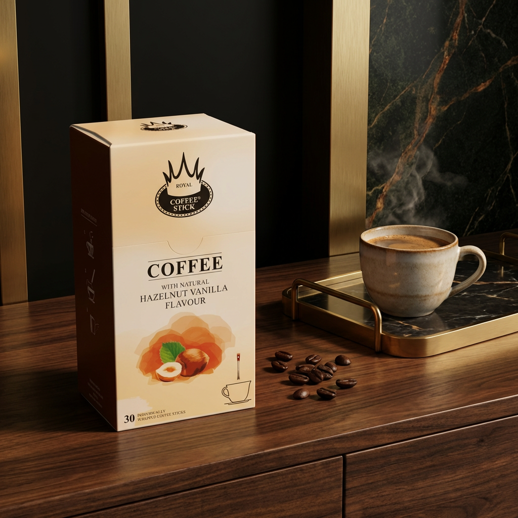 Koffie Hazelnoot Vanille Sticks – Royal Coffee & Tea Sticks